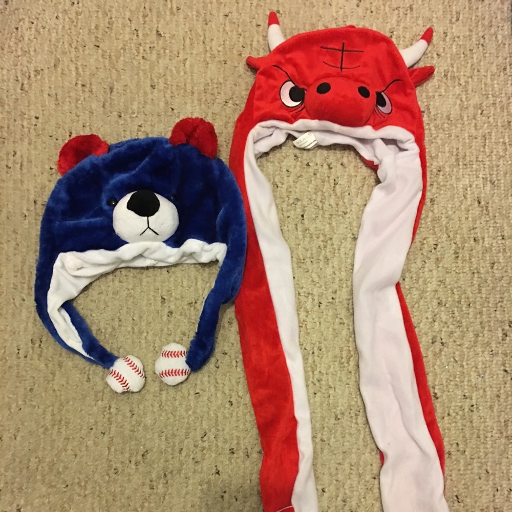 Chicago Cubs and Chicago Bulls trapper hats